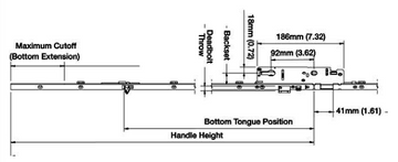 Hoppe Multipoint 1.77" Backset Automatic Gear with Tongue Bottom Extension